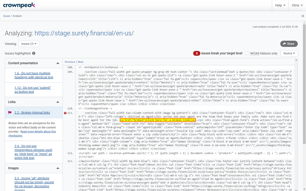 Website Insights _ Issues Analyzer 2 _ Crownpeak DQM.png