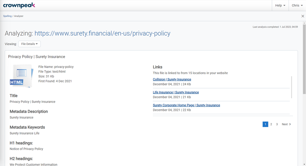 Website Insights _ Issues Analyzer 6 _ Crownpeak DQM.png