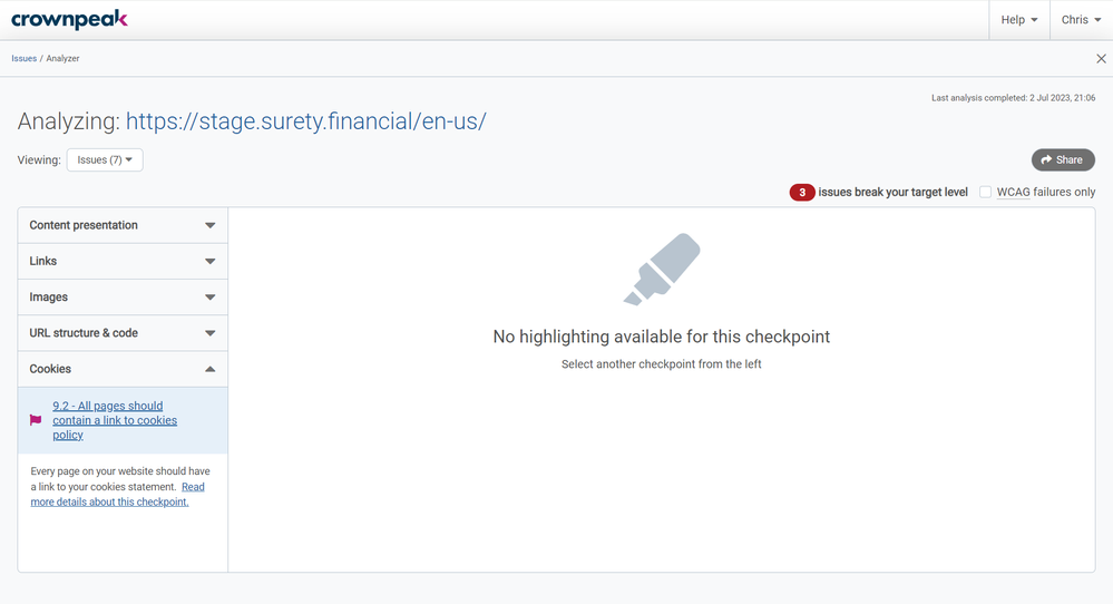Website Insights _ Issues Analyzer 3 _ Crownpeak DQM.png